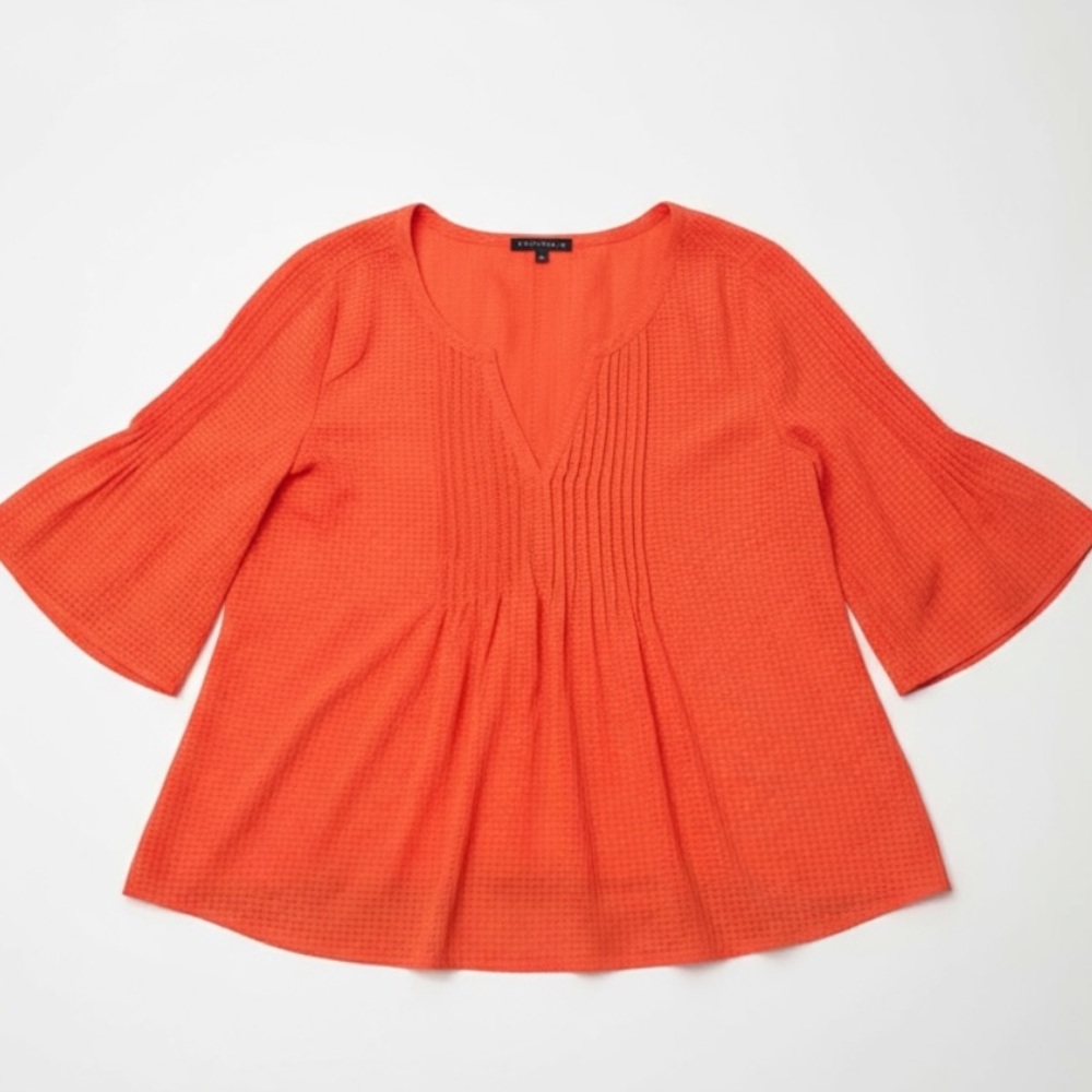 Sanctuary Women's Orange Top with Flared Sleeves Size Large EUC - Picture 2 of 7